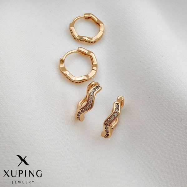 گوشواره حلقه ای نگین دار طرح طلا ژوپینگ