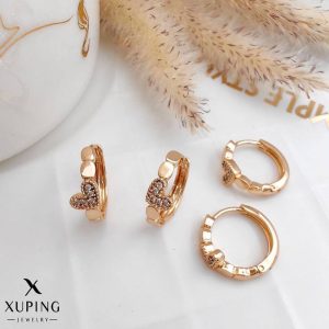 گوشواره حلقه ای قلب نگین دار ژوپینگ