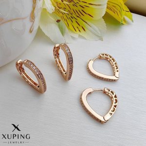 گوشواره قلبی نگین دار ژوپینگ اصل