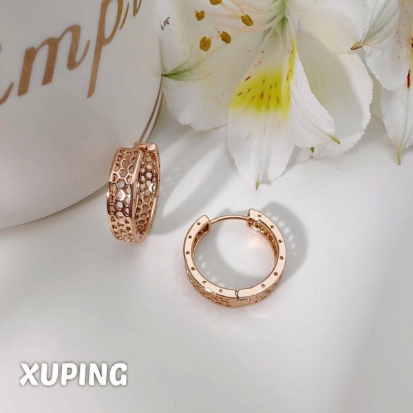 گوشواره حلقه ای توری طرح طلا ژوپینگ