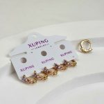 گوشواره حلقه ای نگین رنگی ژوپینگ