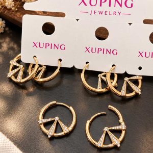گوشواره حلقه ای طرح طلا نگین دار ژوپینگ