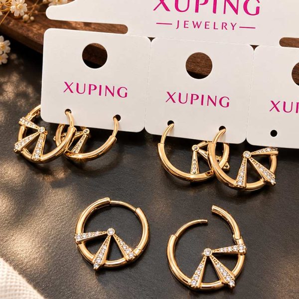 گوشواره حلقه ای طرح طلا نگین دار ژوپینگ